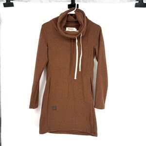 DESO Supply Co Velma Fleece Rust Brown Dress Funnel Neck Winter Women's Size XS